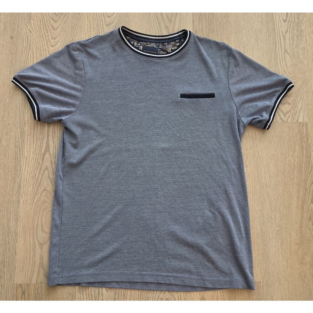 Denim & Flower Ricky Singh Gray Knit Pocket Men's Short Sleeve T-Shirt L